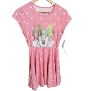 Disney Parks Minnie Mouse Sequins Girls Pink Dress Size XL (14) Disneyland